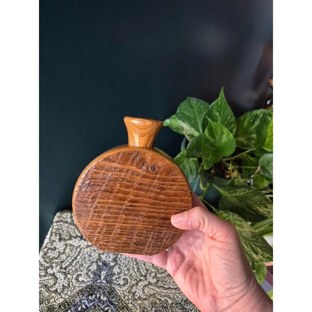 Artisan Handmade Chestnut Wood Bud Vase with Insert Sculptural Turned Wood